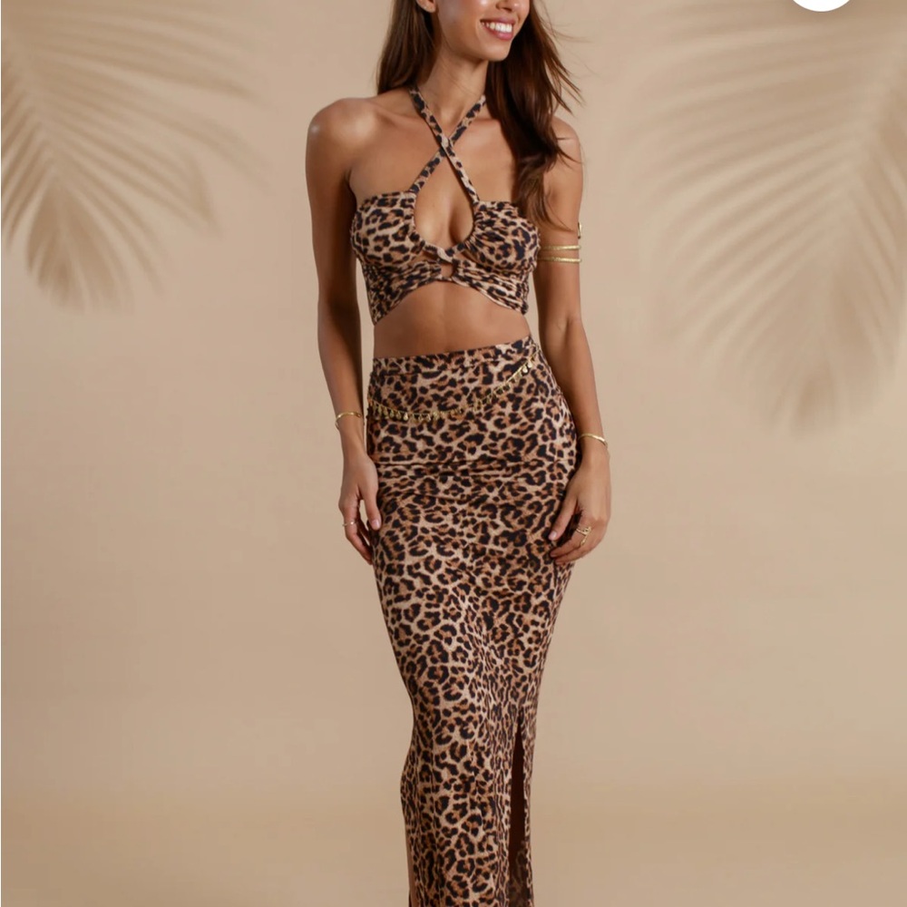 ROYAL CODES Alexandrah Leopard Print Maxi Skirt - Brown Animal Print